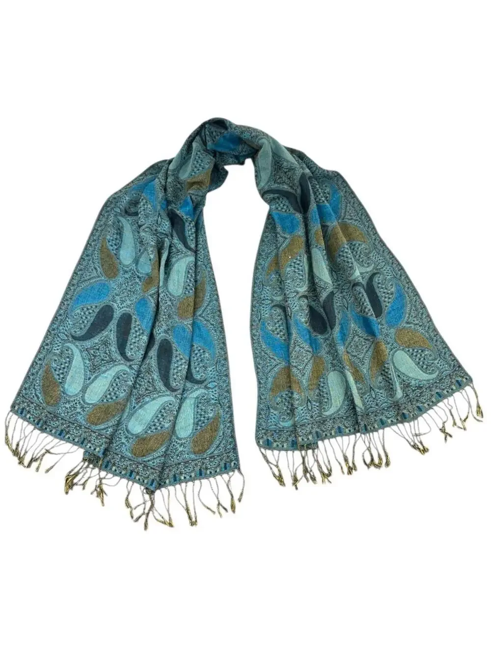 Blue‎ Paisley Patterned Pashmina Shawl
